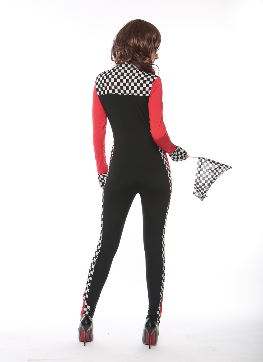 F1722 sexy red race girl jumpsuit,accessory:gloves